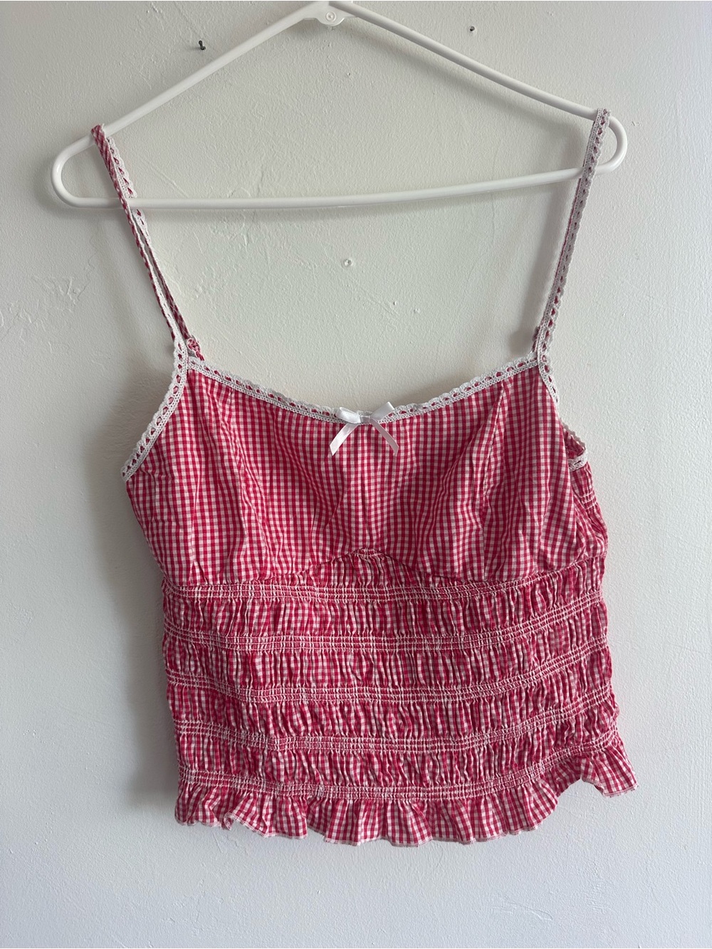 Red Gingham Smocked Camisole Top - Women's XL
